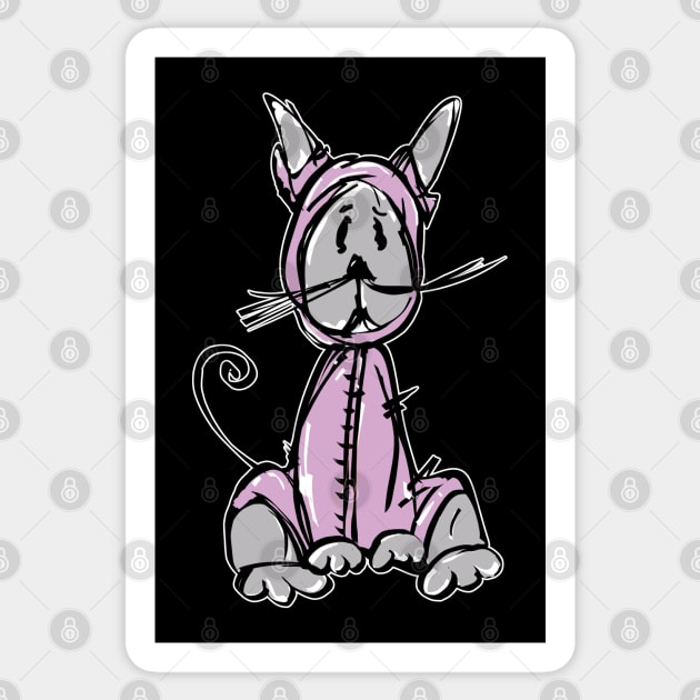 Cat Wearing Pink Onsie Sticker by AuburnQuailart